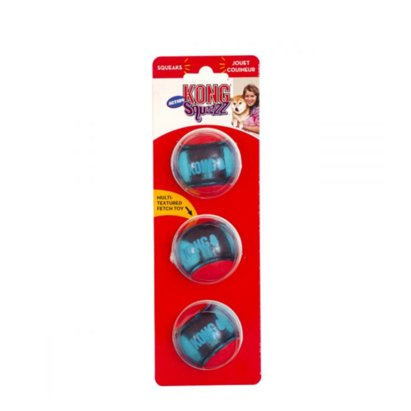 KONG Hundleksak Squeezz Action Ball 3p